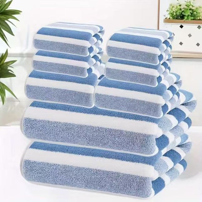 8-Piece Blue Luxury Coral Fleece Towel & Bath Sheet Set