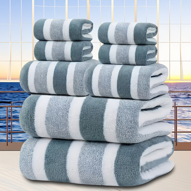 8-Piece Green Luxury Coral Fleece Towel & Bath Sheet Set