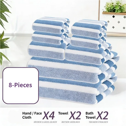 8-Piece Brown Luxury Coral Fleece Towel & Bath Sheet Set - Ultra-Soft High-Density Absorbent Towels Complete Bundle