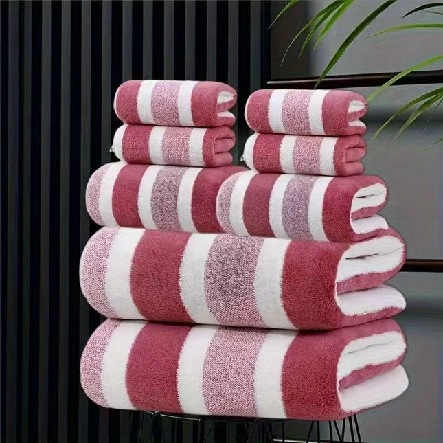 8-Piece Red Luxury Coral Fleece Towel & Bath Sheet Set