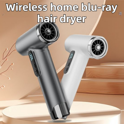 White Wireless Rechargeable Hot & Cold Hair Dryer - Lightweight Portable Blow Dryer with Blue Light Ion Care, 3 Speed & Temperature Settings