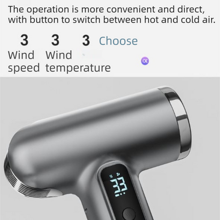 Pink Wireless Rechargeable Hot & Cold Hair Dryer - Lightweight Portable Blow Dryer with Blue Light Ion Care, 3 Speed & Temperature Settings