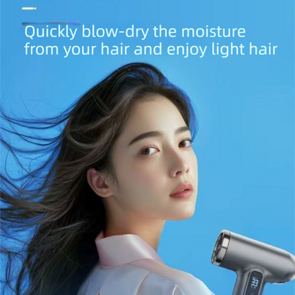 Pink Wireless Rechargeable Hot & Cold Hair Dryer - Lightweight Portable Blow Dryer with Blue Light Ion Care, 3 Speed & Temperature Settings