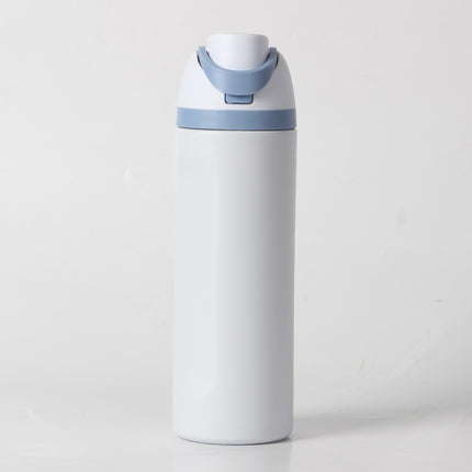 24oz Light Blue Large Thermal Water Bottle with Dual-Sipping Lid & Built-in Straw - Leak-Proof 304 Stainless Steel Outdoor Sports Flask