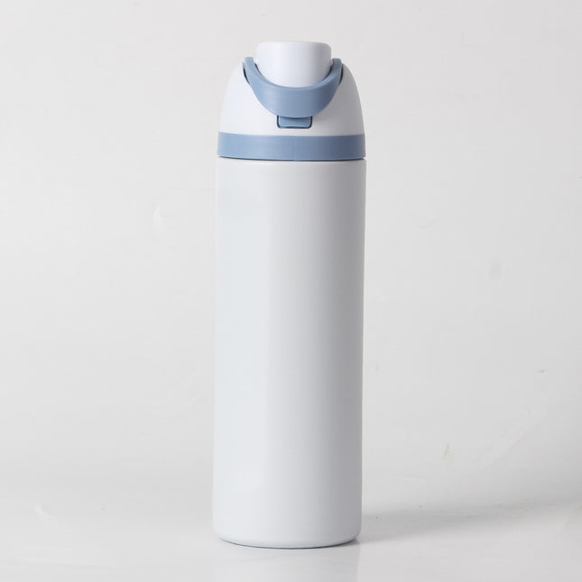 24oz Light Blue Large Thermal Water Bottle with Dual-Sipping Lid & Built-in Straw