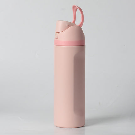 24oz Pink Large Thermal Water Bottle with Dual-Sipping Lid & Built-in Straw - Leak-Proof 304 Stainless Steel Outdoor Sports Flask