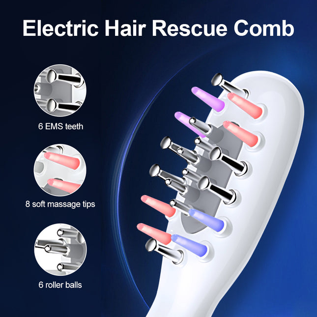 White Porrtable EMS Vibration Scalp Massager & Hair Growth – product detail