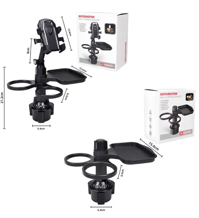 2-Pack (2-in-1 Standard Version & 3-in-1 Pro Phone Mount Version) Car Rotating Dinner Tray &