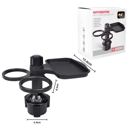 2-Pack (2-in-1 Standard Version & 3-in-1 Pro Phone Mount Version) Car Rotating Dinner Tray & Double Cup Holder with Secure Phone Mount - Car Cup Slot Swivel Expander and Snacks & Drinks Organizer