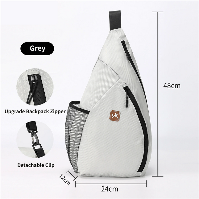 Grey Pickleball & Racket Sports Sling Bag with Expandable High-Capacity Storage