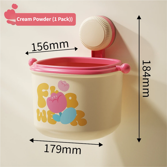 Cream Powder Cute Suction Cup Wall-Mounted Trash Bin with Bag Press Ring and Wide V888-ELOSUNG49554