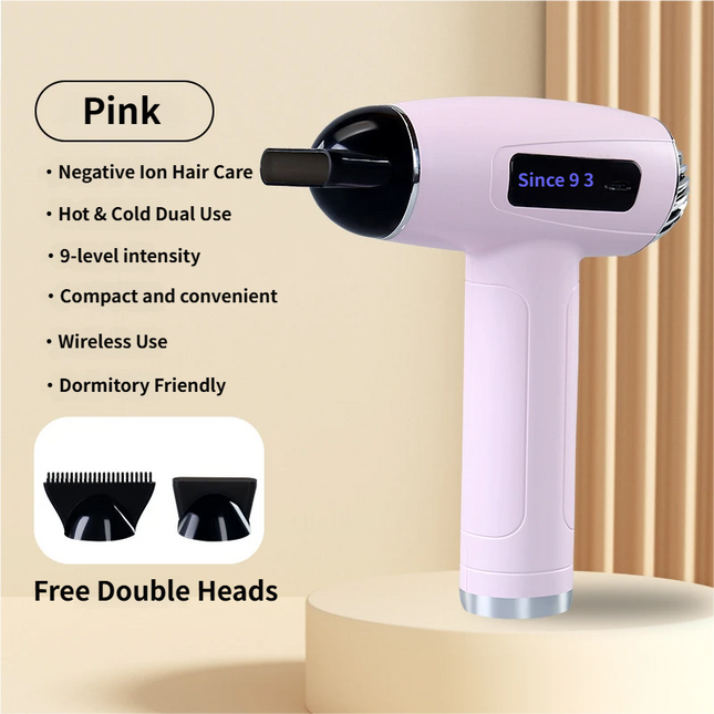 Pink Cordless Ionic Constant Heated Hair Dryer with LCD Display & 9 Wind V888-ELOSUNG49557