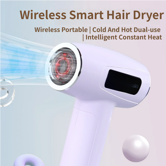 Blue Cordless Ionic Constant Heated Hair Dryer with LCD Display & 9 Wind – product detail