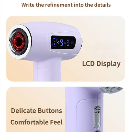Beige Cordless Ionic Constant Heated Hair Dryer with LCD Display & 9 Wind Speeds - USB Rechargeable Hair Care Blow Dryer, Concentrator & Diffuser Included