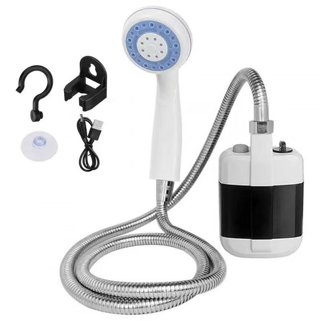 White Portable Outdoor Electric Shower Pump with 3-Mode Spray and 1.5m Flexible V888-ELOSUNG49565