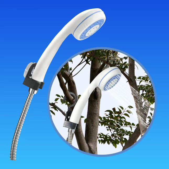 White Portable Outdoor Electric Shower Pump with 3-Mode Spray and 1.5m Flexible – product detail
