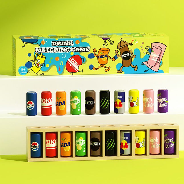 Interactive Beverage Matching Board Game with 20 Colorful Mini Bottles