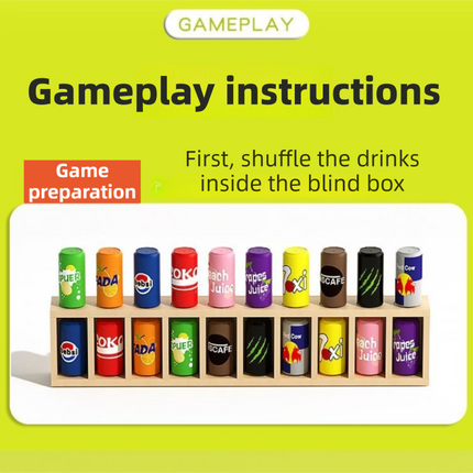 Interactive Beverage Matching Board Game with 20 Colorful Mini Bottles - Color Pairing Memory Challenge