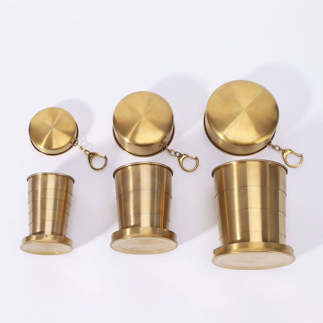 3-Capacity Gold Stainless Steel Collapsible Travel Cup Set(75ml Plus 150ml Plus V888-ELOSUNG49568