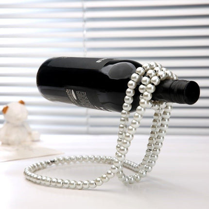 Black Luxury Pearl Floating Wine Rack - Creative Gravity-Defying Wine Bottle Holder, Minimalist Entryway Accent and Unique Gift Idea