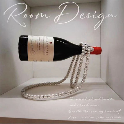 White Luxury Pearl Floating Wine Rack - Creative Gravity-Defying Wine Bottle Holder, Minimalist Entryway Accent and Unique Gift Idea
