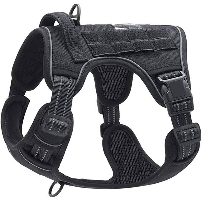 Black Professional Adjustable Tactical Dog Mesh Harness