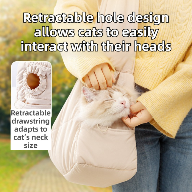 Light Grey Foldable Insulated Quilted Pet Shoulder Bag with Adjustable Peep Hole & Safety – product detail