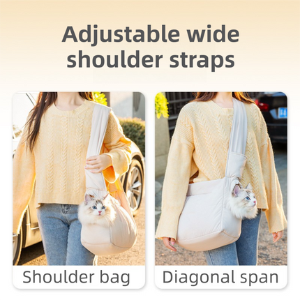 Purple Foldable Insulated Quilted Pet Shoulder Bag with Adjustable Peep Hole & Safety Buckle - Thickened Warm Travel Tote for Small Dogs & Cats Within 5.7KG