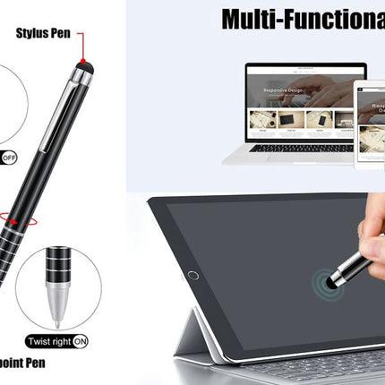 7-Piece Black Business A7 Pocket Notebook Set - Premium PU Leather Memo Pad, 5 Memo Replacement Refills & 2-in-1 Metal Stylus Pen