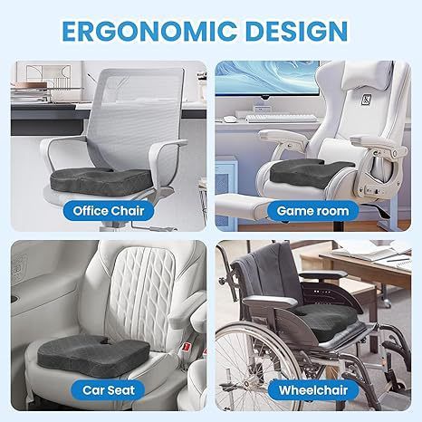 Black Ergonomic Memory Foam U-Shaped Seat Cushion