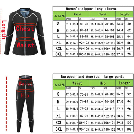 3XL Size Black and Silver Women's Workout Sauna Sweat Suit Set: Long Sleeve & Leggings - High Elasticity Compression Shapewear for Weight Loss & Yoga