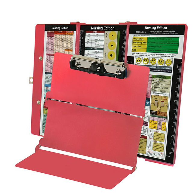 Pink Waterproof Aluminum Tri-Fold Nursing Clipboard with Pen Slot