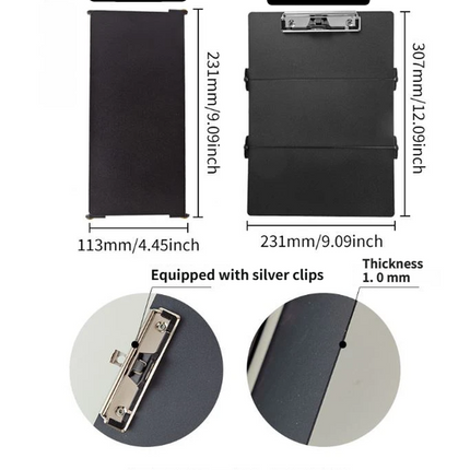 Green Waterproof Aluminum Tri-Fold Nursing Clipboard with Pen Slot - Lightweight Pocket-Sized A4 Document Holder & 180° Flat Writing Pad