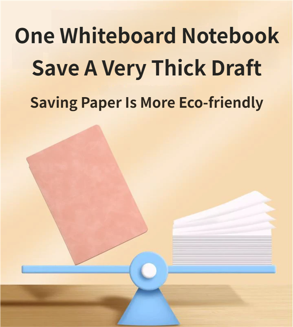 Pink A4 PU Leather Whiteboard Notebook with 3-Color Pens Eraser & Cloth – product detail