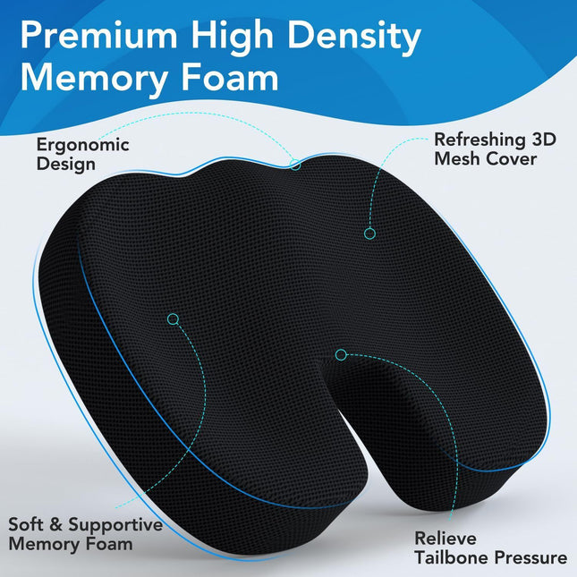Ergonomic Memory Foam Seat Cushion & Lumbar Support Set – product detail