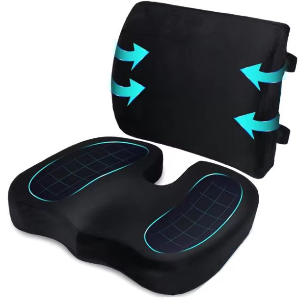 Ergonomic Memory Foam Seat Cushion & Lumbar Support Set