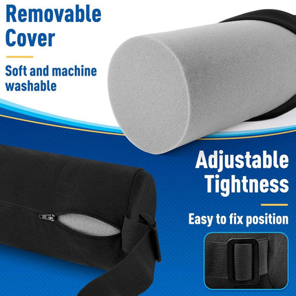 Blue Portable McKenzie Method Ergonomic Lumbar Support Roll - Adjustable Memory Foam Cylinder Pillow with Breathable Cover