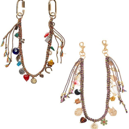 #3541 + #3546 Bohemian Vintage Ceramic Keychain Bag Charm - Multi-Layered Handcrafted Lucky Ethnic Bag Styling Accessory & Mother's Day Gift