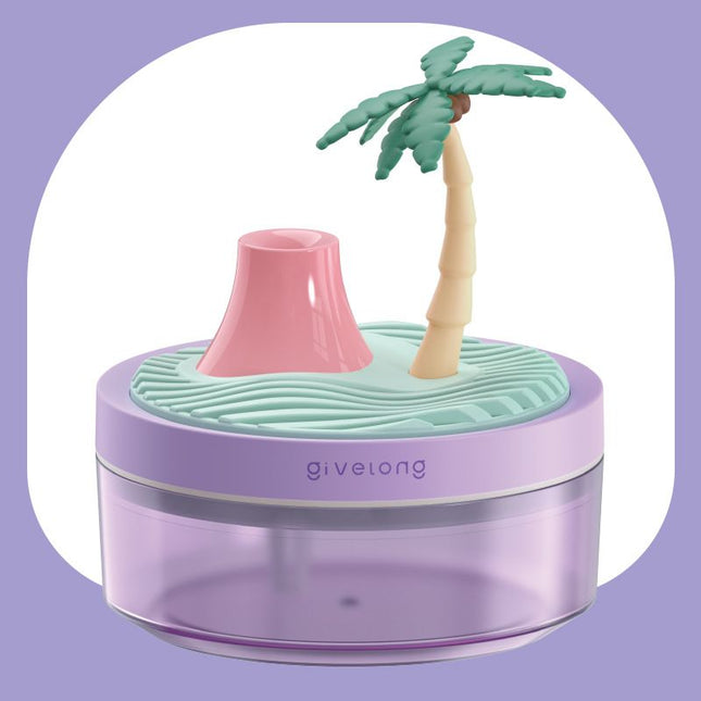Coconut Tree Purple USB Portable Bionic Landscape Humidifier and Creative Potted Plant Air Diffuser