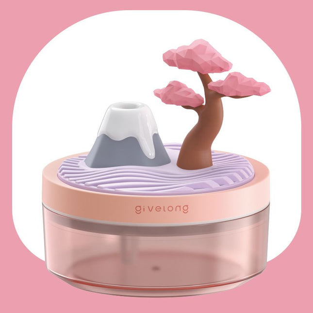 Cherry Blossom Pink USB Portable Bionic Landscape Humidifier and Creative Potted Plant Air Diffuser