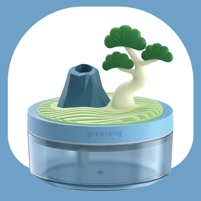 Pine Tree Blue USB Portable Bionic Landscape Humidifier and Creative Potted Plant Air Diffuser