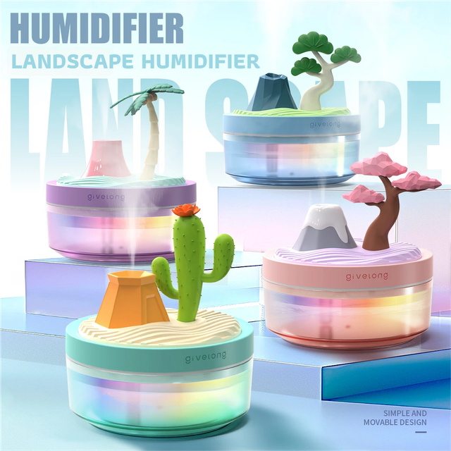 Coconut Tree & Cherry Blossom USB Portable Bionic Landscape Humidifier and Creative Potted Plant Air – product detail