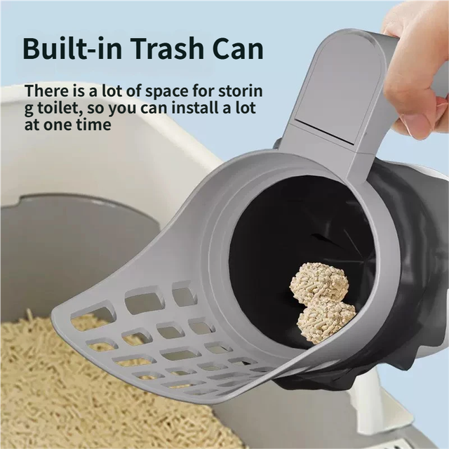 3-in-1 Handheld Cat Litter Scoop with Waste Bin & Bag Dispenser – product detail