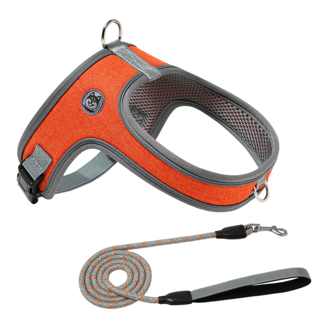 XS Size Orange Waterproof Reflective Saddle-Style Dog Harness & 1.5M Leash Set