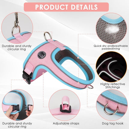 L Size Grey Waterproof Reflective Saddle-Style Dog Harness & 1.5M Leash Set - Breathable Anti-Choke Escape-Proof Step-In Walking Gear