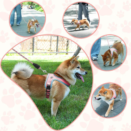 L Size Orange Waterproof Reflective Saddle-Style Dog Harness & 1.5M Leash Set - Breathable Anti-Choke Escape-Proof Step-In Walking Gear