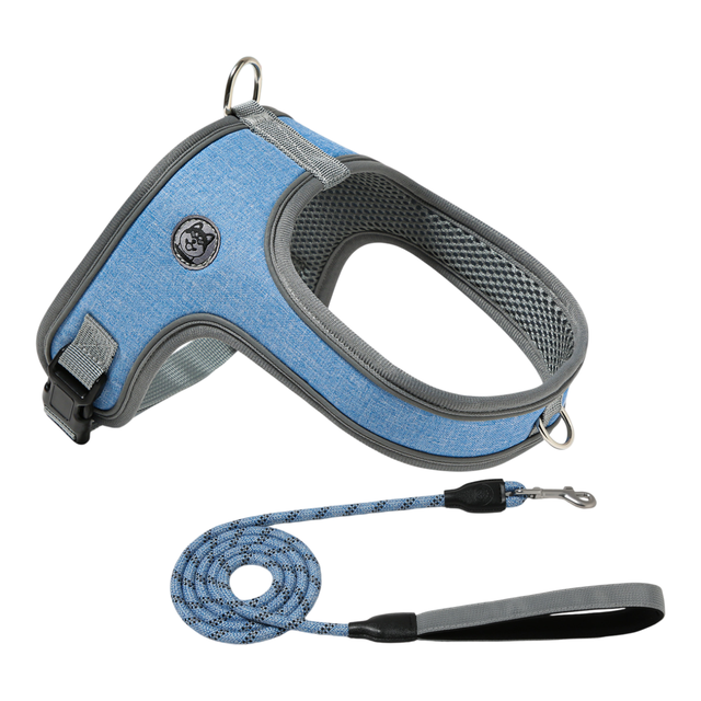 L Size Blue Waterproof Reflective Saddle-Style Dog Harness & 1.5M Leash Set
