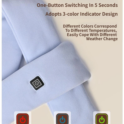 Black USB Powered Graphene Rapid Heated Scarf - 80 x 10 CM Washable Winter Thermal Wrap with 3-Level Temp for Cervical Support & Pain Relief