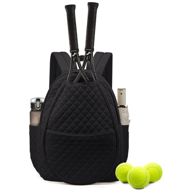 Black Large Tennis & Pickleball Quilted Backpack and Sports Travel Tote for Men and Women (32x17x44.5