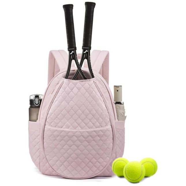 Pink Large Tennis & Pickleball Quilted Backpack and Sports Travel Tote for Men and Women (32x17x44.5